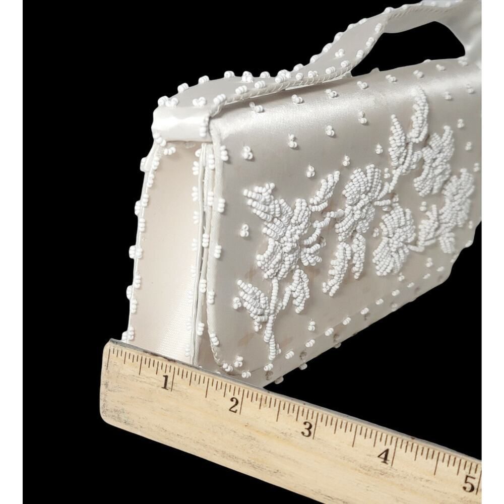 VINTAGE EMSON IVORY BEADED CLUTCH PURSE WITH HANDLE MADE ON HONG KONG READ - Picture 10 of 10